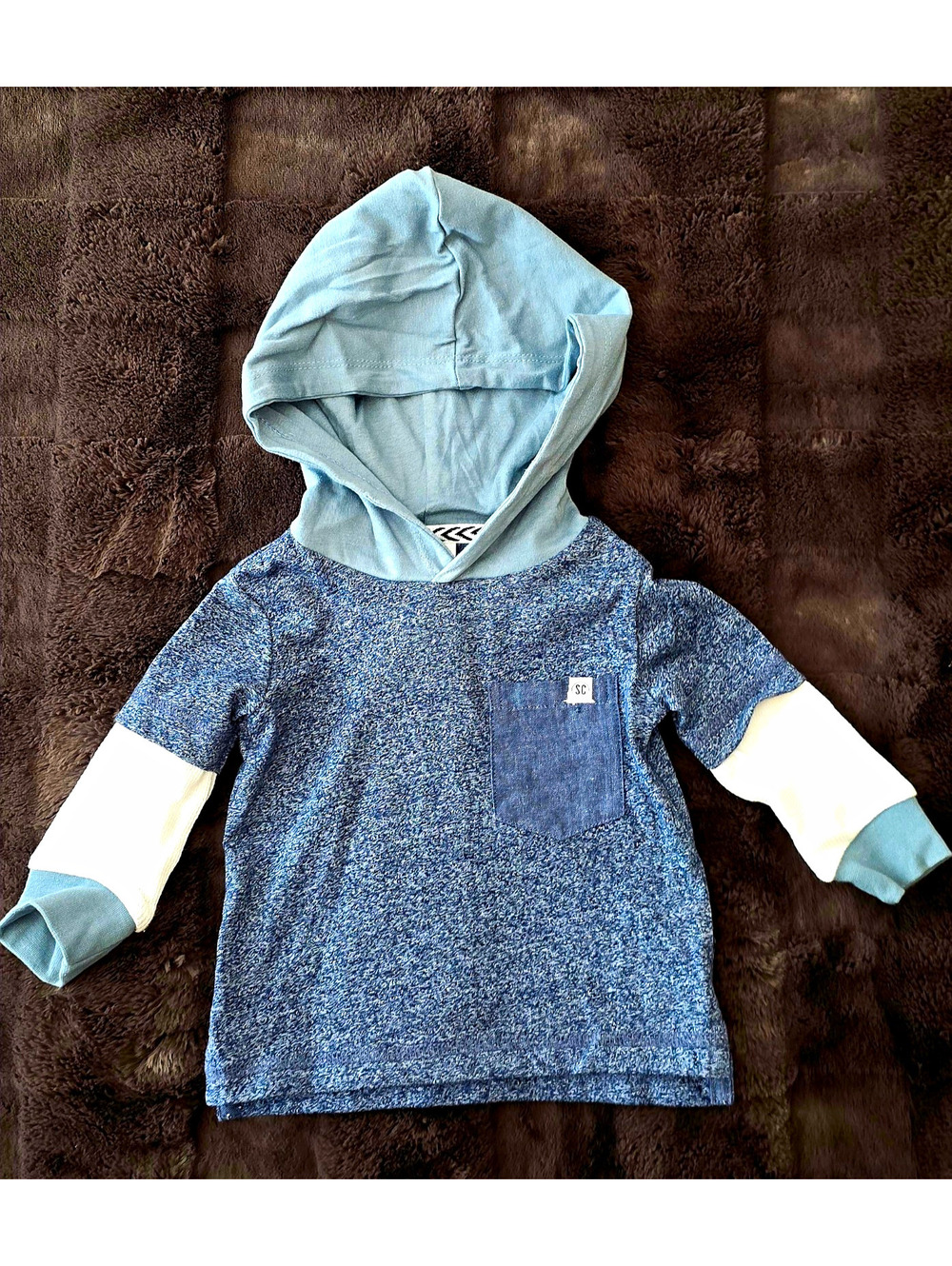 Sovereign Code 12-18M Colorblock Hooded Pullover Blue Cotton From NORDSTROM
